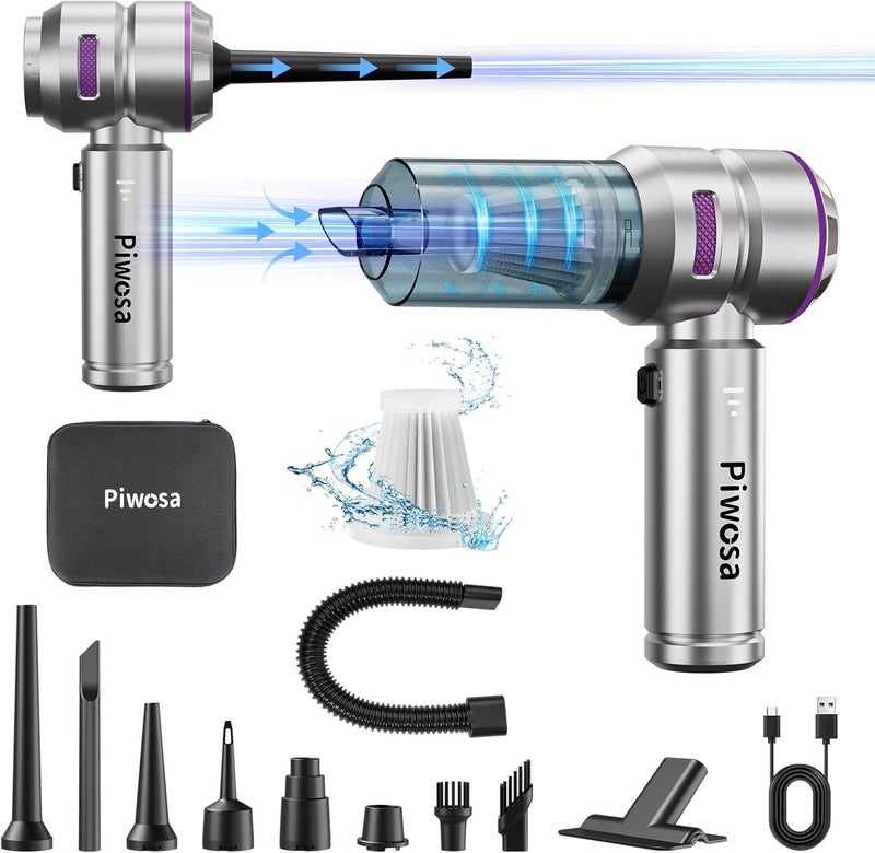 Piwosa Handheld Vacuum Cordless, Car Vacuum Cleaner with Brushless Motor, Strong Suction Vacuum & Compressed Air Dusters with LED Light, Type C Port, Wireless Mini Portable Hand Vacuum Blower for Home, Pet - Image 1